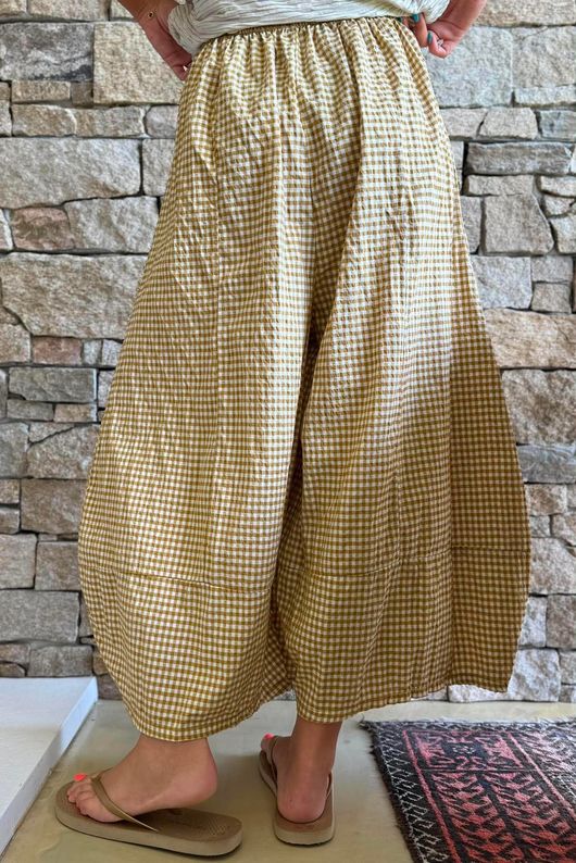 Arbi Gingham Pocket Culotte Pant Mustard